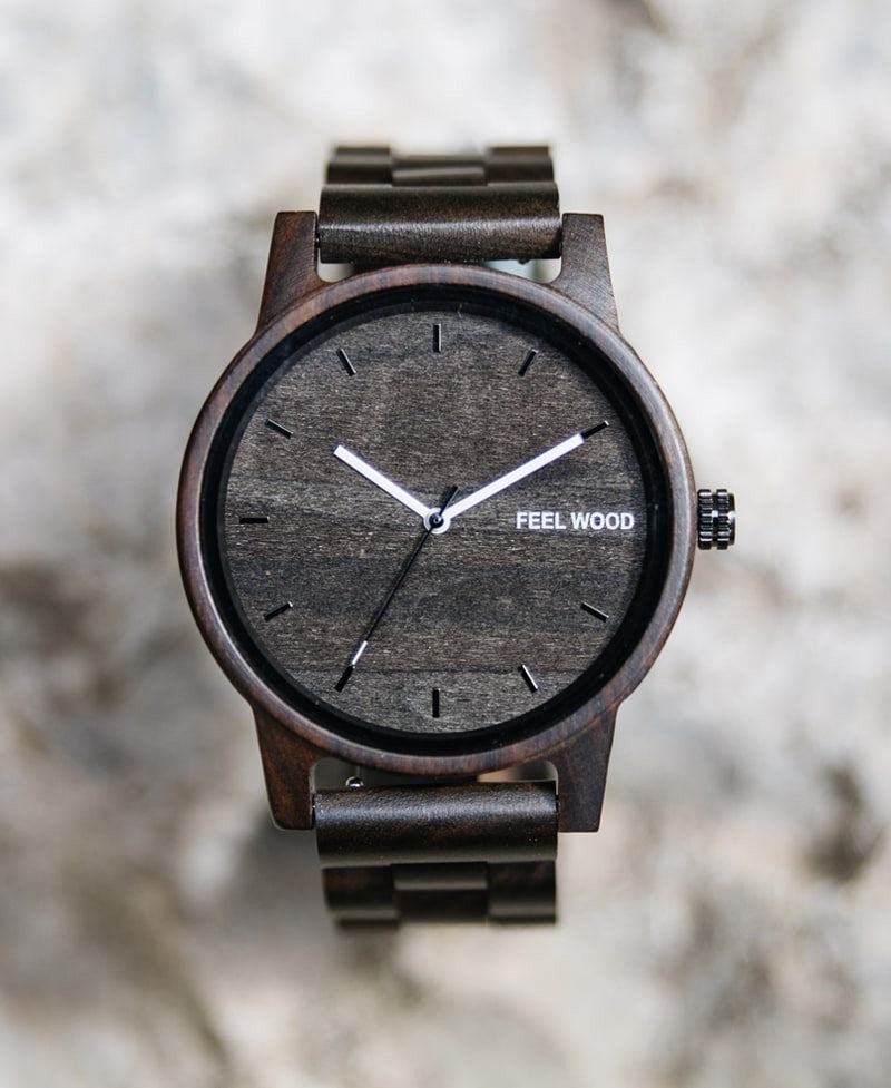 Wooden watch Dark Wooden 42 mm