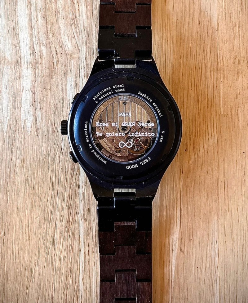 Black Infinity 42 mm self-winding wooden watch